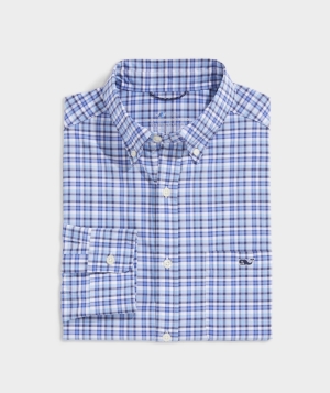 Camisas Vineyard Vines On-The-Go Nylon Plaid Shirt Azules | 810549MXK