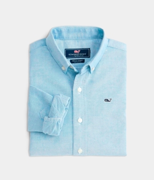 Camisas Vineyard Vines Oxford Solid Shirt Turquesa | 369058MPZ