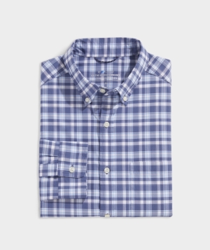 Camisas Vineyard Vines Plaid On-The-Go brrrº Shirt Ocean Splash | 784165BXF