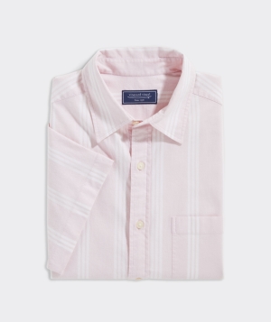 Camisas Vineyard Vines Stretch Algodon Corta-Sleeve Stripe Shirt Rosas | 471563LHM