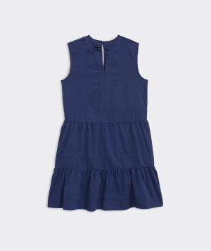 Dresses Vineyard Vines Harbor Tiered Vestido Azules | 547028KFI