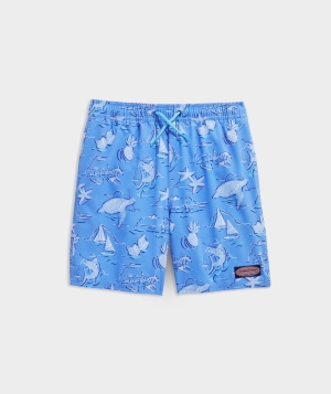 Nadar Vineyard Vines Printed Chappy Swim Trunks Turquesa | 540619FWZ