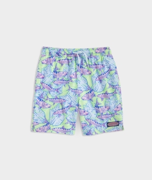 Nadar Vineyard Vines Printed Chappy Swim Trunks Bonefish Palm Beach - Neon Kiwi | 613029MGD