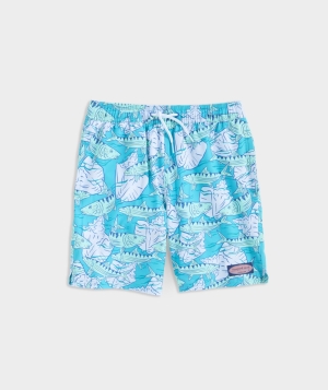 Nadar Vineyard Vines Printed Chappy Swim Trunks Bonefish Palm Beach - Bluebird | 938257ILC