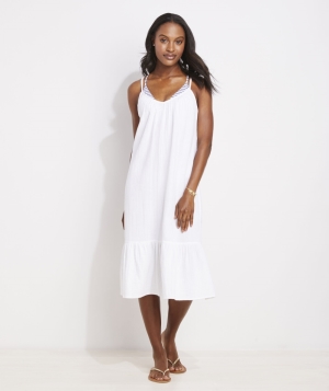 Nadar Vineyard Vines Seastitch Double Gauze Midi Cover-Up Blancos | 895402MYH