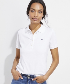 Polos Vineyard Vines Classic Pique Polo Blancos | 287154OMA