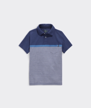 Polos Vineyard Vines Surfside Pique Polo Azules Blancos Azules | 451720NKA