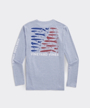 Tees Vineyard Vines Americana Lures Long-Sleeve Harbor Performance Tee Blancos | 938216SKZ