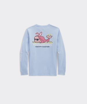 Tees Vineyard Vines Bunny Suit Whale Long-Sleeve Pocket Tee Azules | 452381DQF