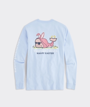 Tees Vineyard Vines Bunny Suit Whale Long-Sleeve Pocket Tee Azules | 604931KEB