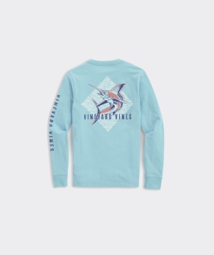 Tees Vineyard Vines Jumping Marlin Long-Sleeve Pocket Tee Sea Grove | 803952VWJ