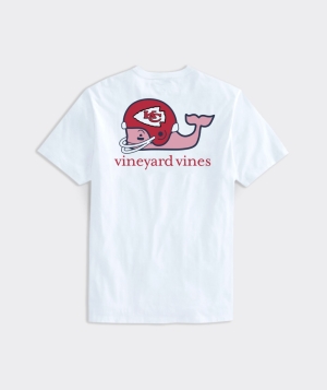 Tees Vineyard Vines Kansas City Chiefs Helmet Whale Corta-Sleeve Pocket Tee Blancos | 392764AYJ