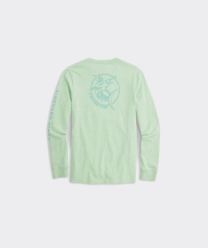 Tees Vineyard Vines Marlin Long-Sleeve Pocket Tee Neon Kiwi Heather | 087312PLK