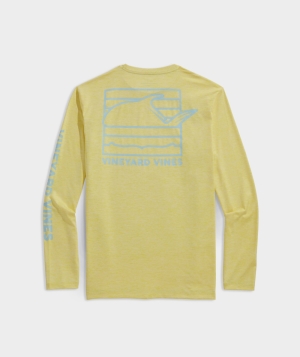 Tees Vineyard Vines Permit Tail Box Long-Sleeve Harbor Performance Tee Sunny | 240179JMX