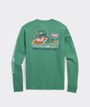 Tees Vineyard Vines St. Patrick's Day Whale Long-Sleeve Pocket Tee Sea Swell | 768935XUO