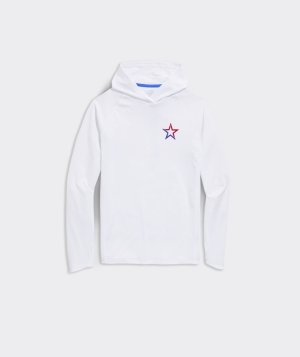 Tees Vineyard Vines VV Star Long-Sleeve Harbor Performance Hoodie Tee Blancos | 801569ENR