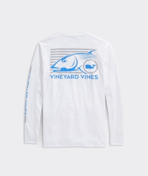 Tops Vineyard Vines Bonefish Catch Long-Sleeve Harbor Performance Tee Blancos | 027356EIC