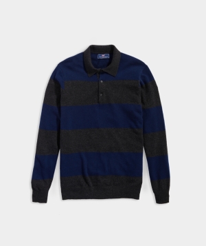 Tops Vineyard Vines Cashmere Rugby Stripe Shirt Azules | 479631IQZ