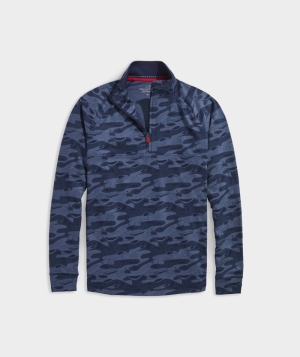 Tops Vineyard Vines Palmetto Quarter-Zip Azules Camuflados | 695237FYP