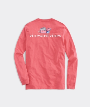 Tops Vineyard Vines Tailgate Whale Long-Sleeve Pocket Tee Rojos | 904536VPR