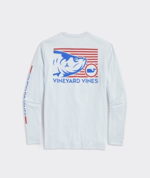 Tops Vineyard Vines Tarpon Catch Long-Sleeve Harbor Performance Tee Ice Water Heather | 489013RXV