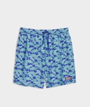 Trajes De Baño Vineyard Vines 7 Inch Printed Chappy Trunks Azules | 670185QTJ