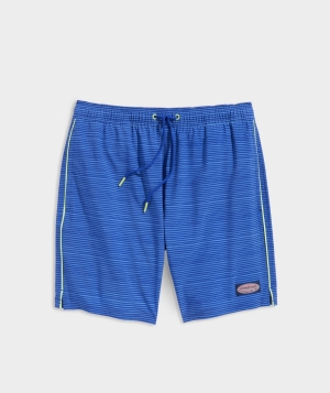 Trajes De Baño Vineyard Vines 7 Inch Printed Chappy Trunks Azules | 698453UFO