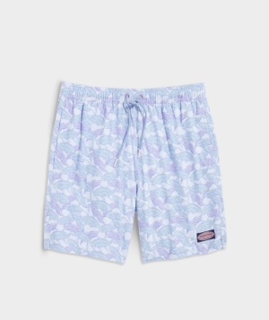 Trajes De Baño Vineyard Vines 7 Inch Printed Chappy Trunks Tuna Palm Chappy - Ice Water | 739615WES